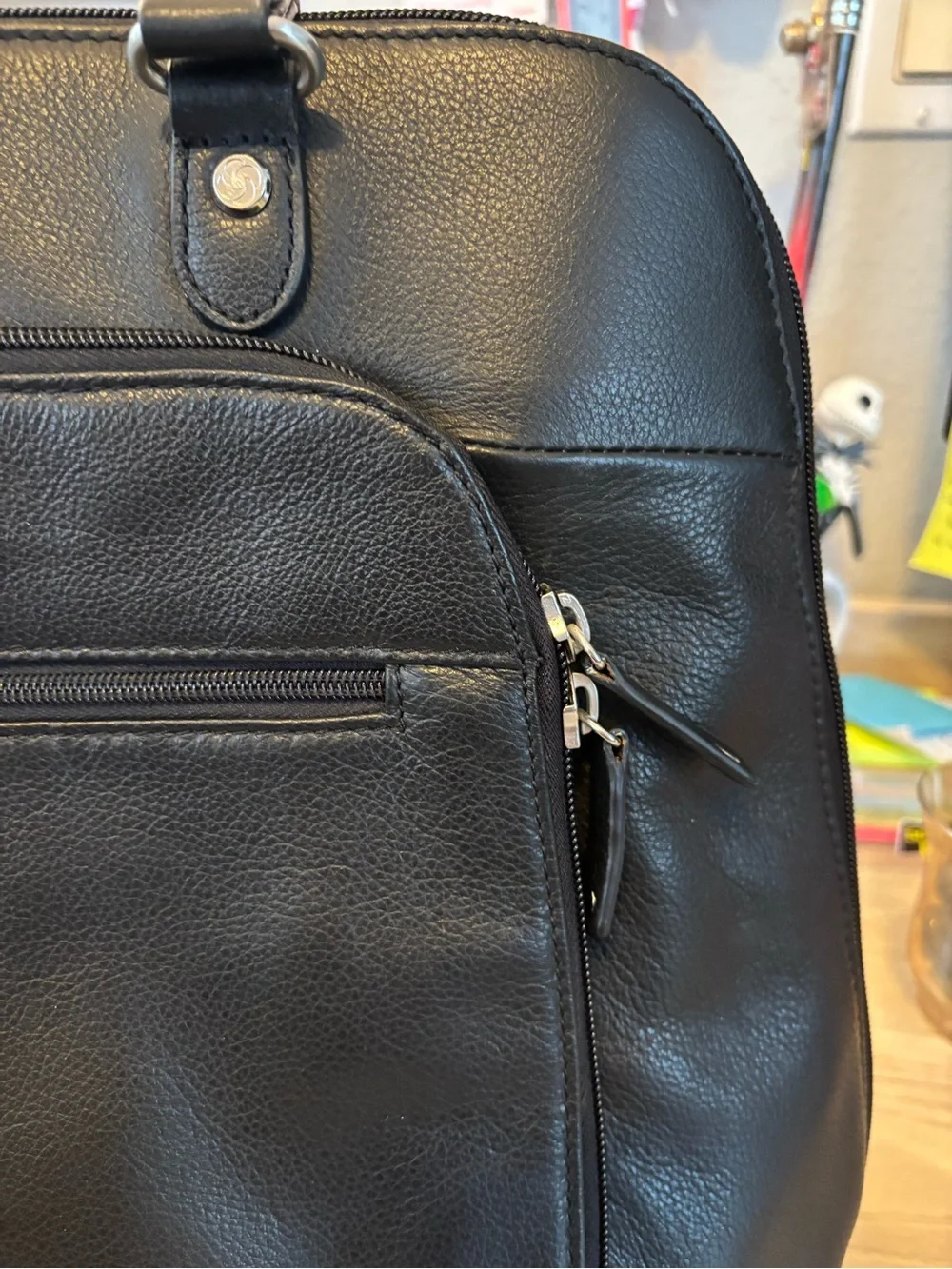 Samsonite Black Leather Laptop Tote Bag
